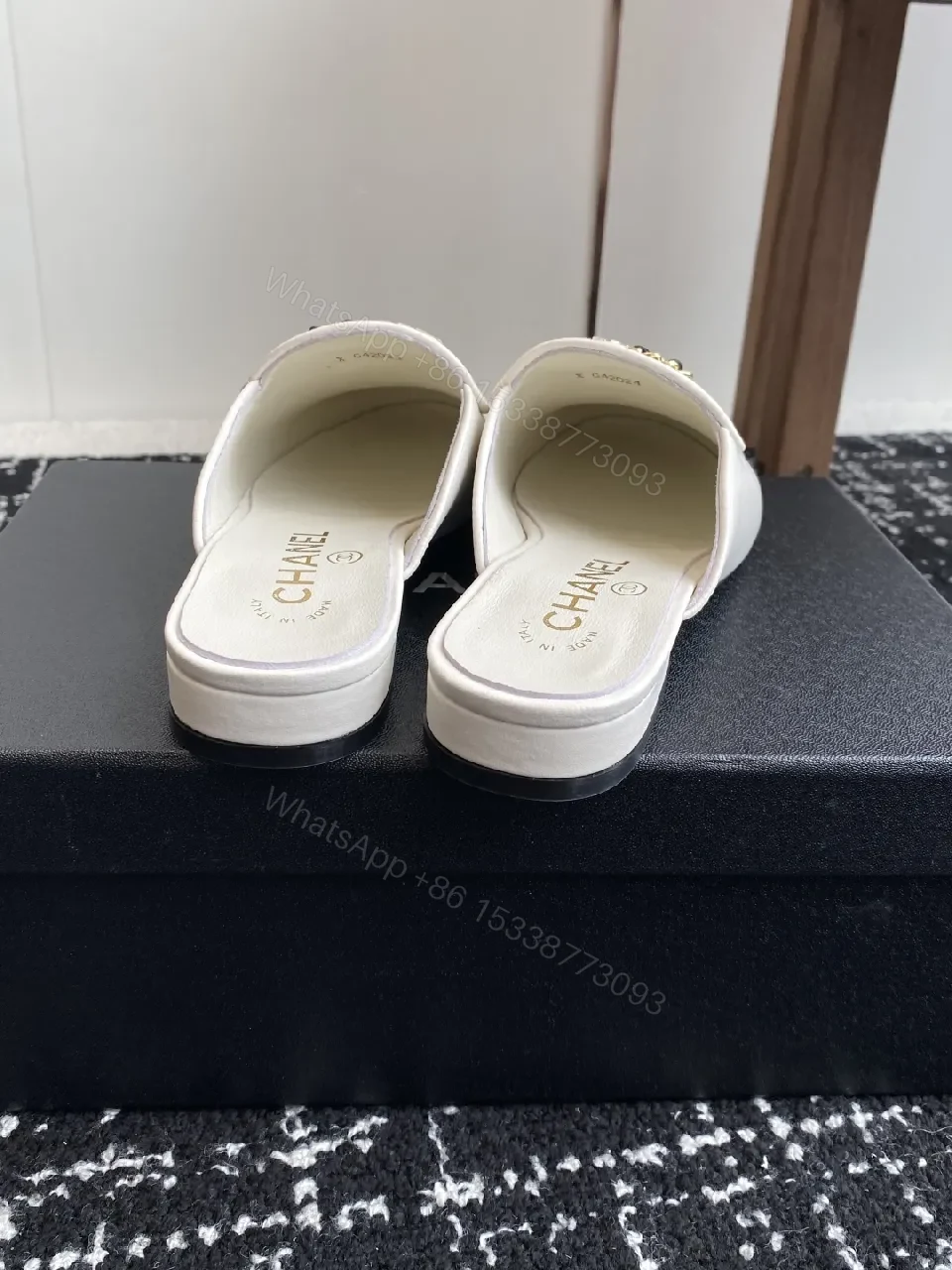View 7 of White Leather Mule + Gold Hardware + Modern Luxe + All-Day Comfort + Slide-On footwear