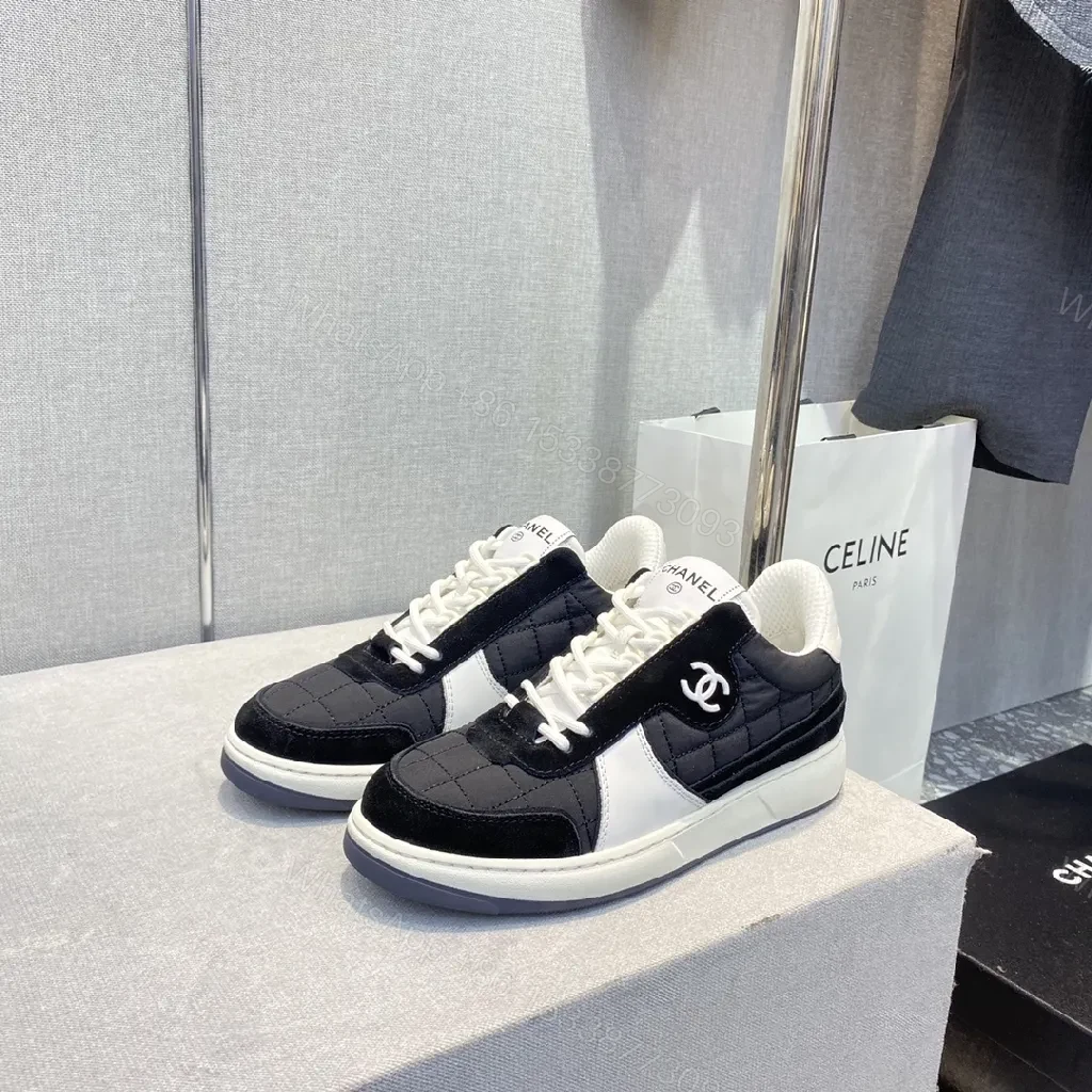 View 3 of Black & White Quilted Low-Top Sneaker with Luxe Comfort