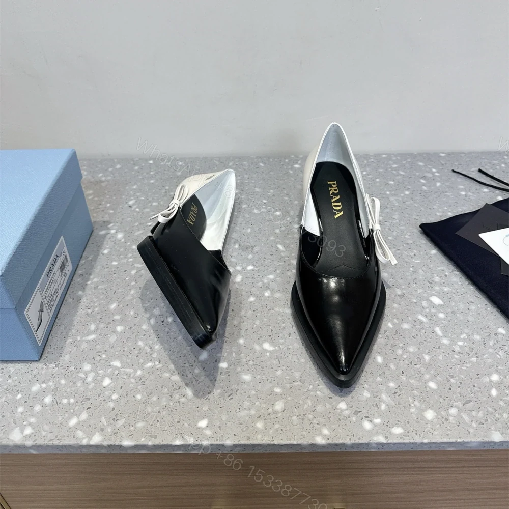 View 3 of 高仿Prada*1I751A尖頭錐形跟高踭鞋5.5CM黑白色免檢版