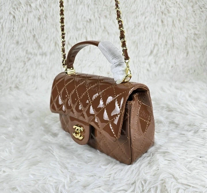 View 4 of Chanel Classic Flap Bag With Top Handle Brown B67890