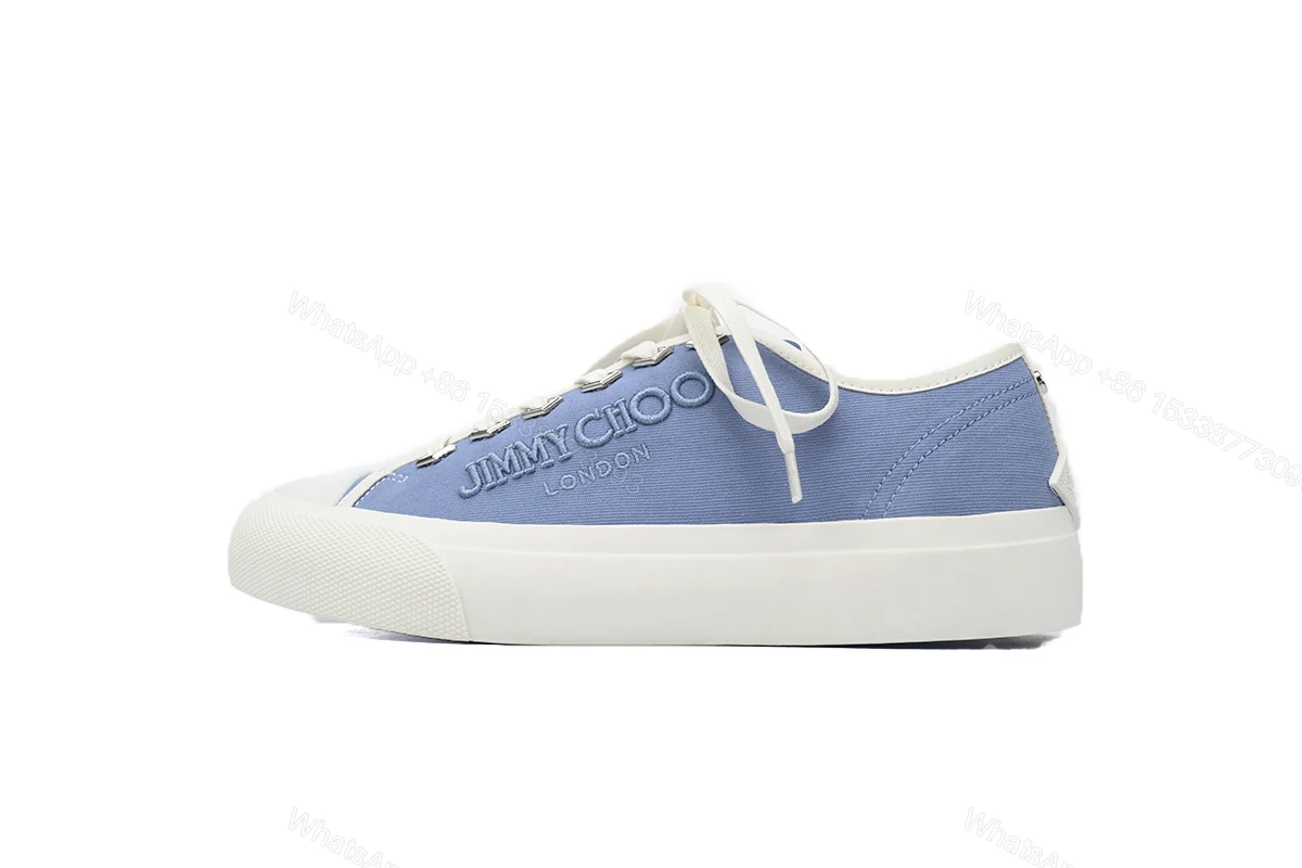 View 7 of Jimmy Choo Palma Maxi Blue Canvas Platform Trainers PALMAMAXIFCYE043621