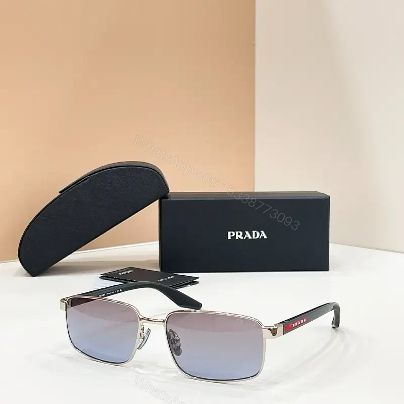 Silver-Toned Metal Aviator Sunglasses with Gradient Lenses and Prada Logo — view 1