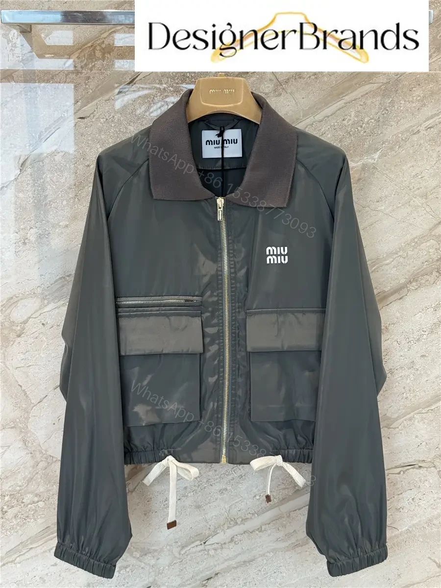 Miu Miu Forest Green Technical Fabric Belted Jacket — view 1
