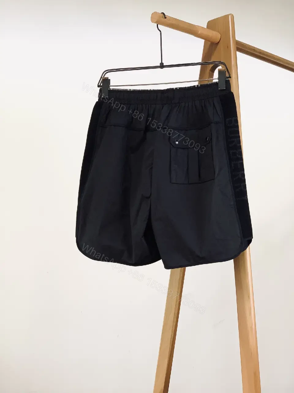 View 3 of Black Nylon Drawstring Shorts - Burberry Style Utility Short