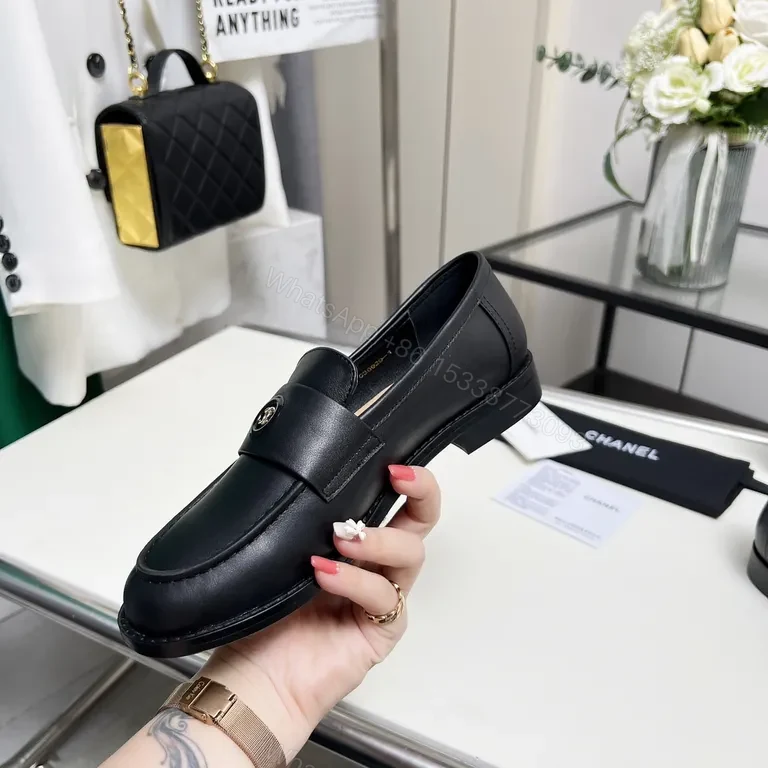View 2 of Chic Leather Loafers - Signature Button Detail - Allâ€‘Day Comfort