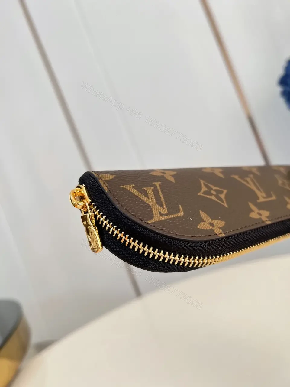 View 2 of Monogram Canvas Compact Wallet with Zipper Closure