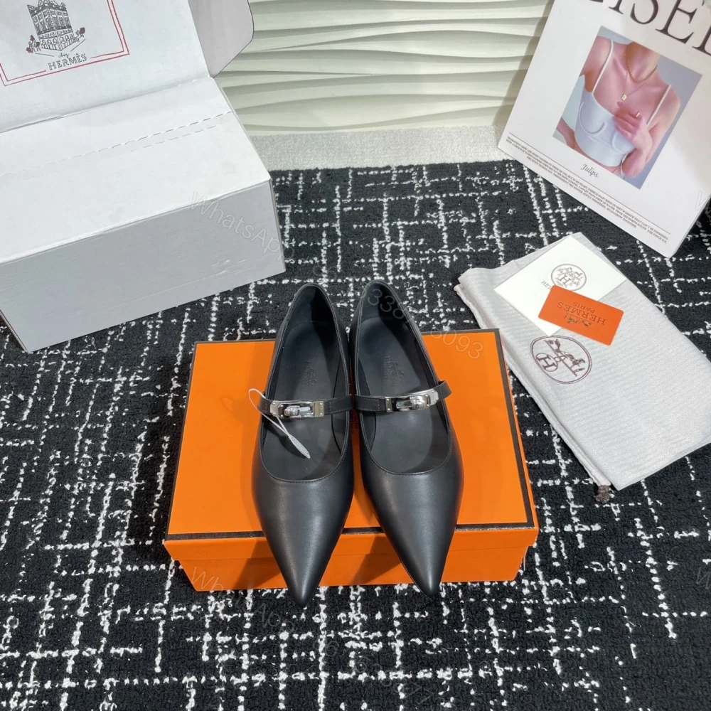 高仿Hermes*Kelly系列H251002Z02小牛皮休閒單鞋黑色免檢版 — view 1