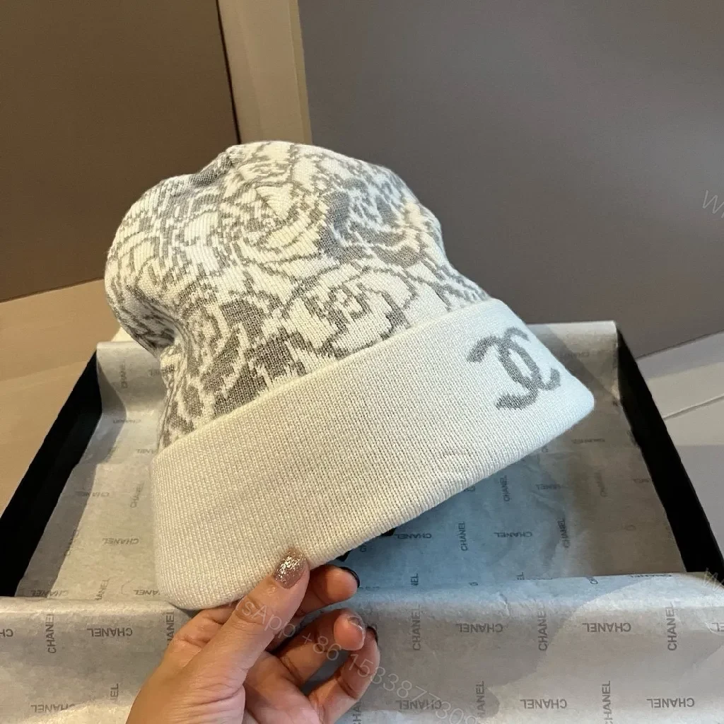 View 4 of Textured Jacquard Beanie Set – Luxe Logo Knit Warmth