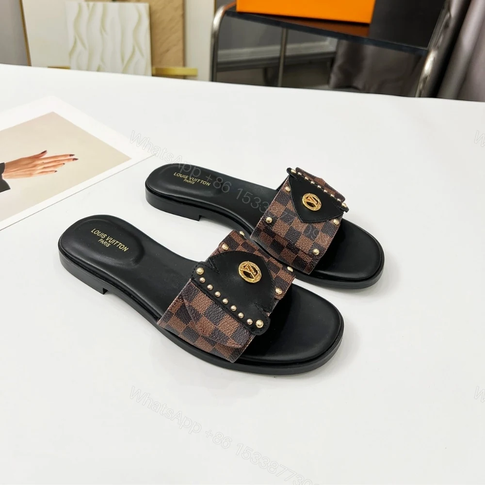 View 2 of LOUIS VUITTON LV FRAME FLAT MULE CACAO BROWN 1AHLR3