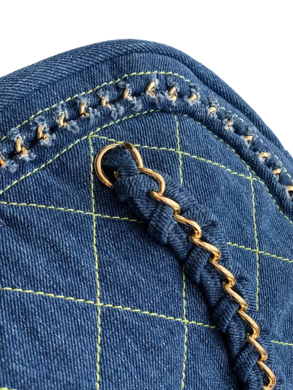 View 2 of Denim Mini Bag + Chain Handle + Structured + Couture Vibe + Bag