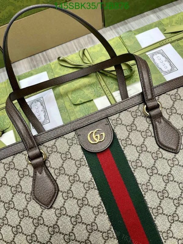 View 4 of Gucci Beige and Blue Medium Tote Bag in GG Supreme Canvas HB685