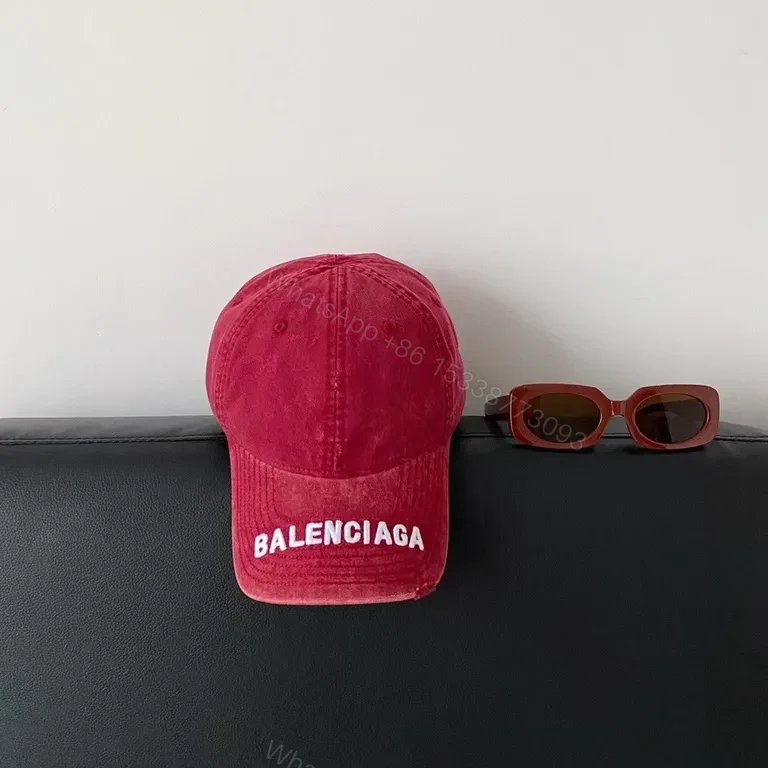 View 2 of Crimson Balenciaga Cap: Premium Everyday Luxury Edge