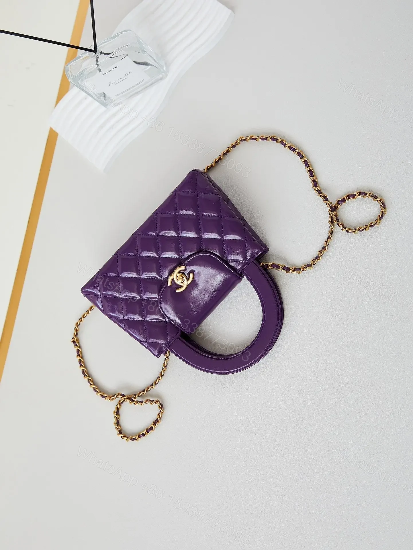 View 4 of CHANEL KELLY MINI 19 BAG IN INDIGO PURPLE CALFSKIN