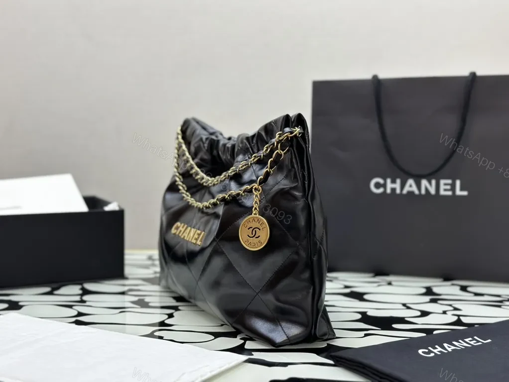 View 7 of Chanel Quilted Black Leather Shoulder Bag with Gold Chain - Luxury Everyday Carry