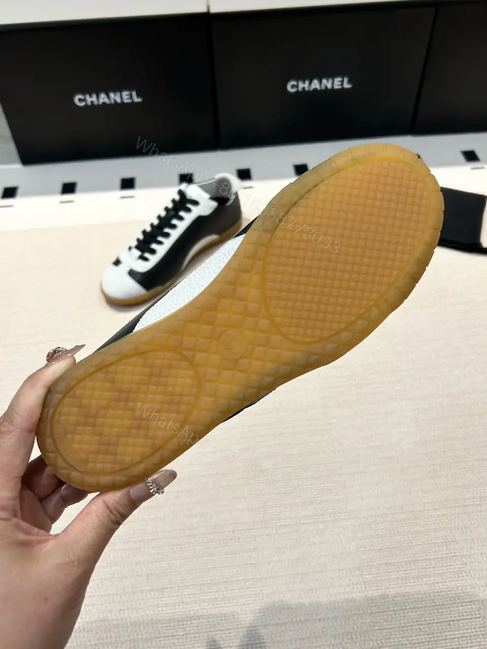 View 8 of Black Leather Techlo-Luxe Sneaker: Graphic Stripe, Cushioned Comfort