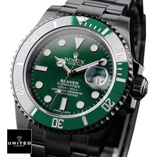 View 9 of Rolex Submariner Blaken 116611N Green Dial Replica