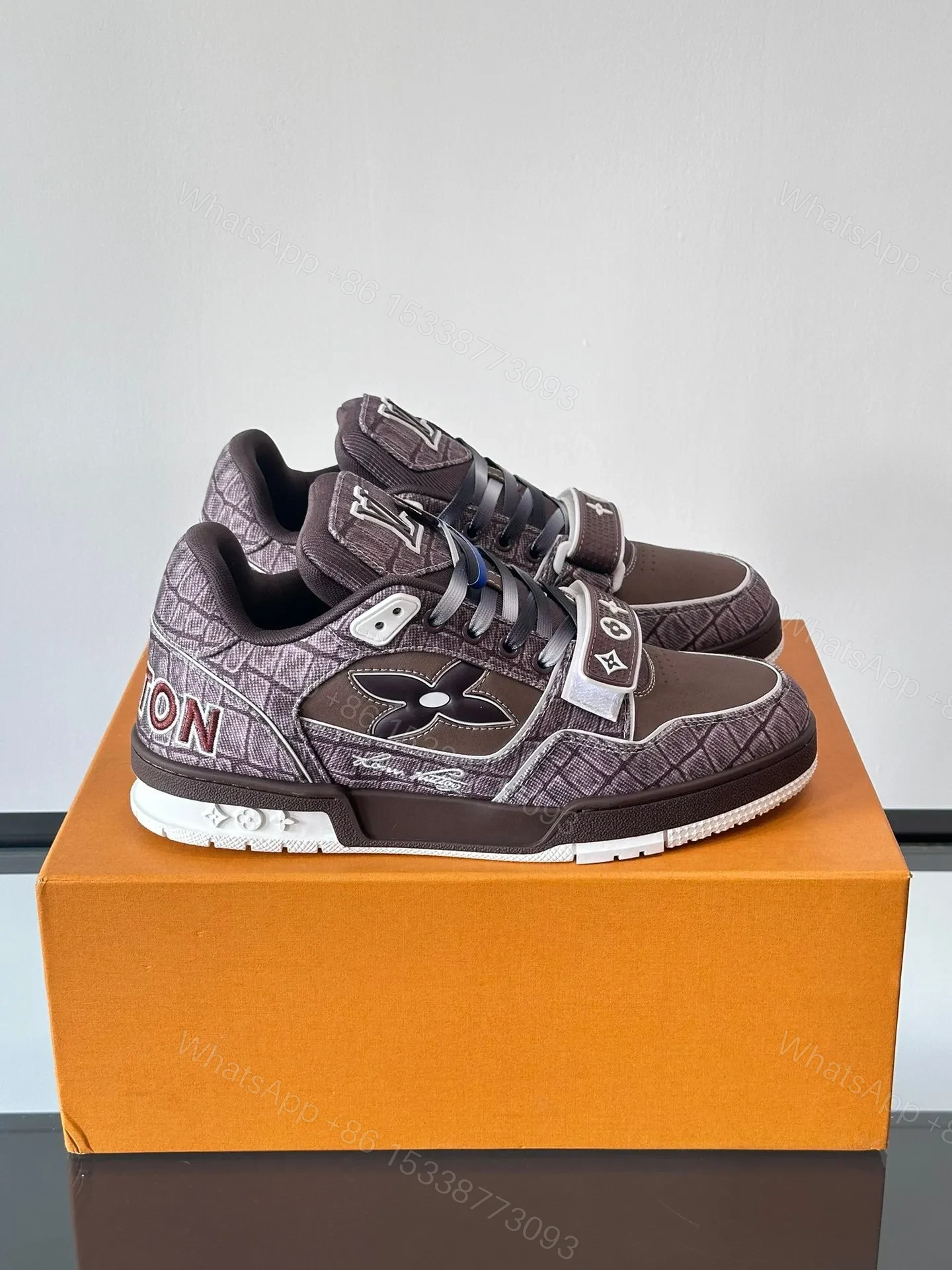 LV Men Brown Textile Sneakers — view 1