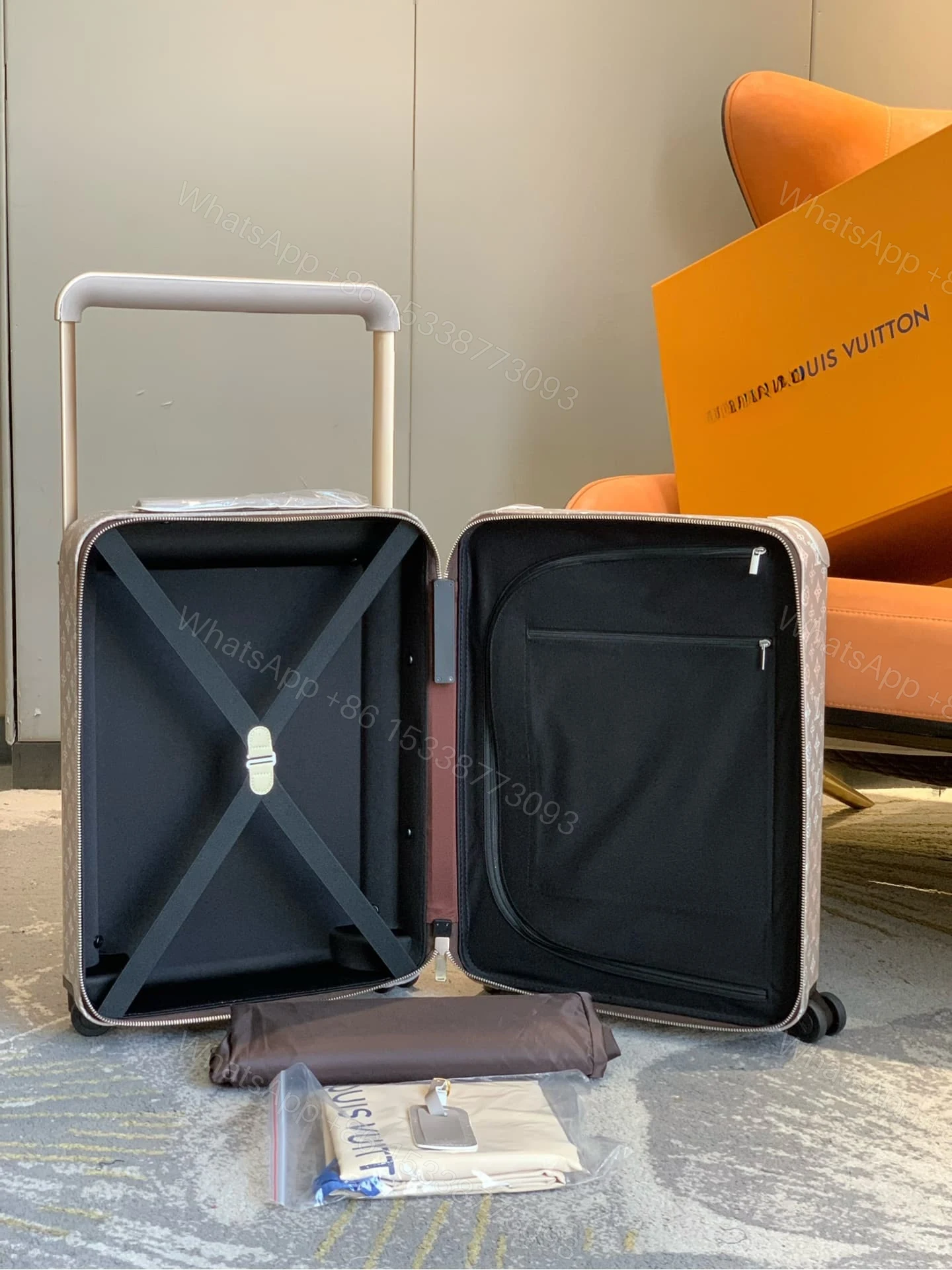 View 6 of Louis Vuitton Horizon 55 Suitcase Mahina Perforated Calfskin Leather Gray 55Cm M10282