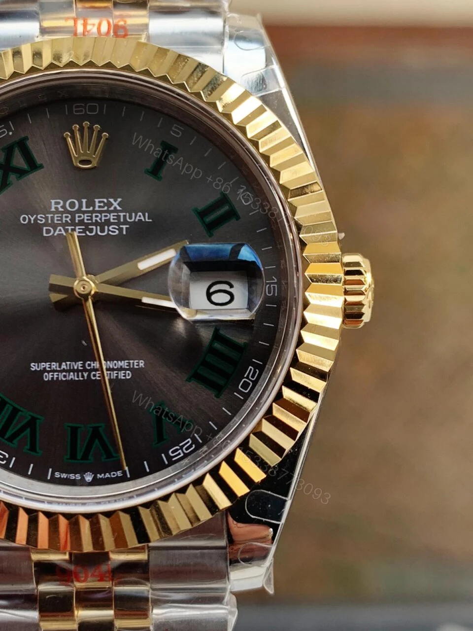 View 4 of REF Factory 1:1 Best Rolex New DateJust 41 126334 SS/YG Edition Gray Dial Green Roman Markers A3235