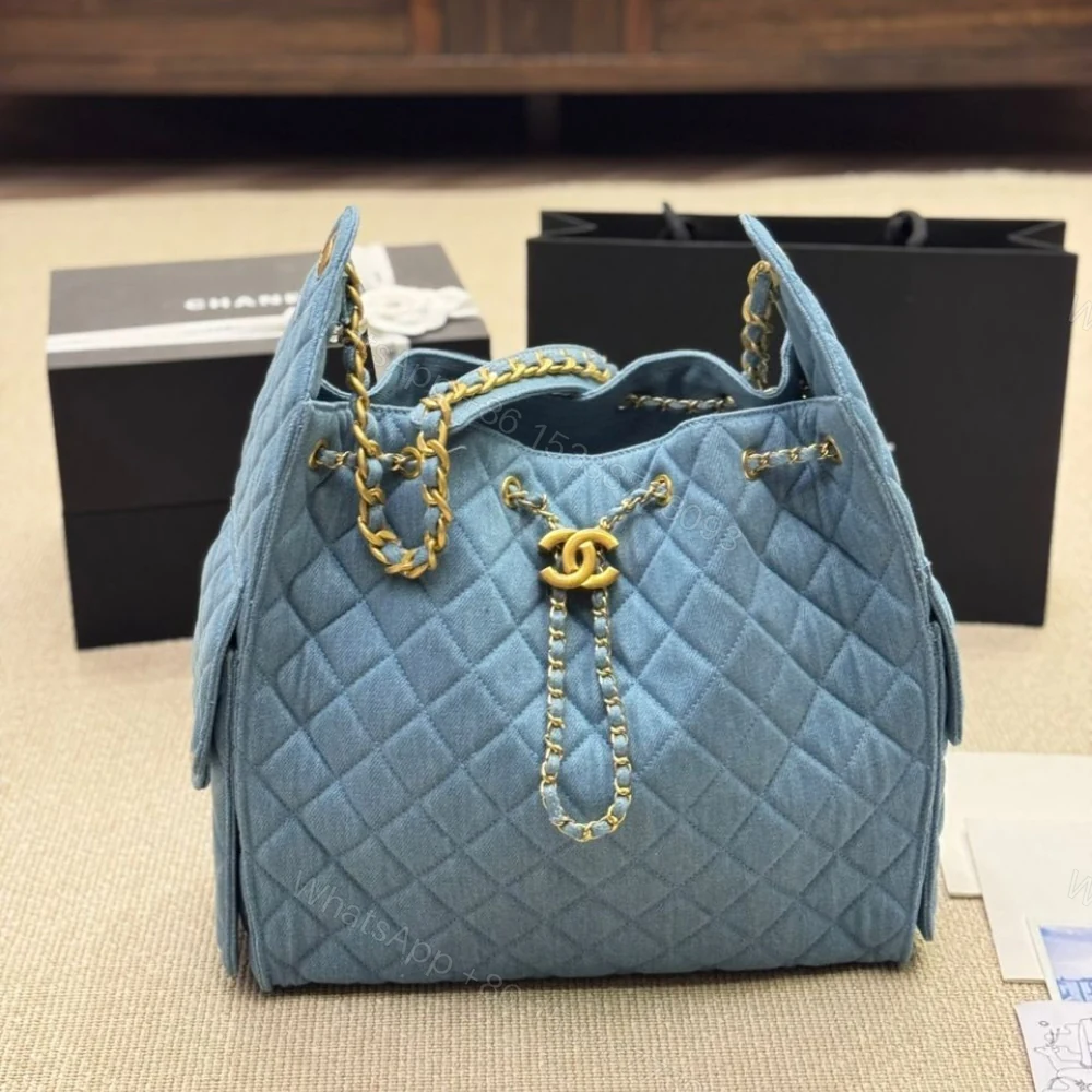 View 2 of Chanel 25 Medium Handbag Washed Denim Blue And Gold Tone Metal 35Cm AS5311 B20603 U0475