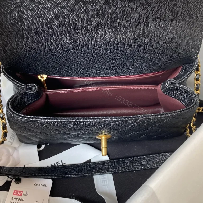 View 3 of Chic Quilted Black Flap Bag - Gold Chain, Luxury Style