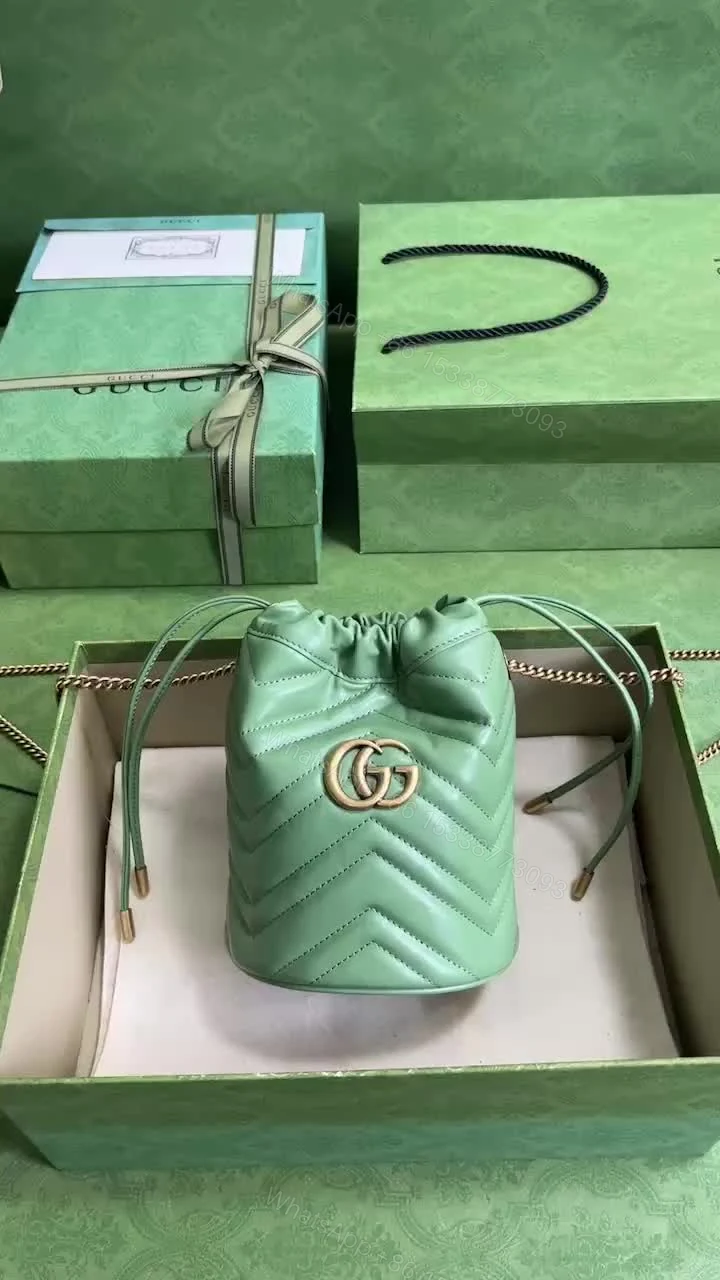 View 3 of Gucci Red Matelassé Leather Mini Bucket Bag 575163