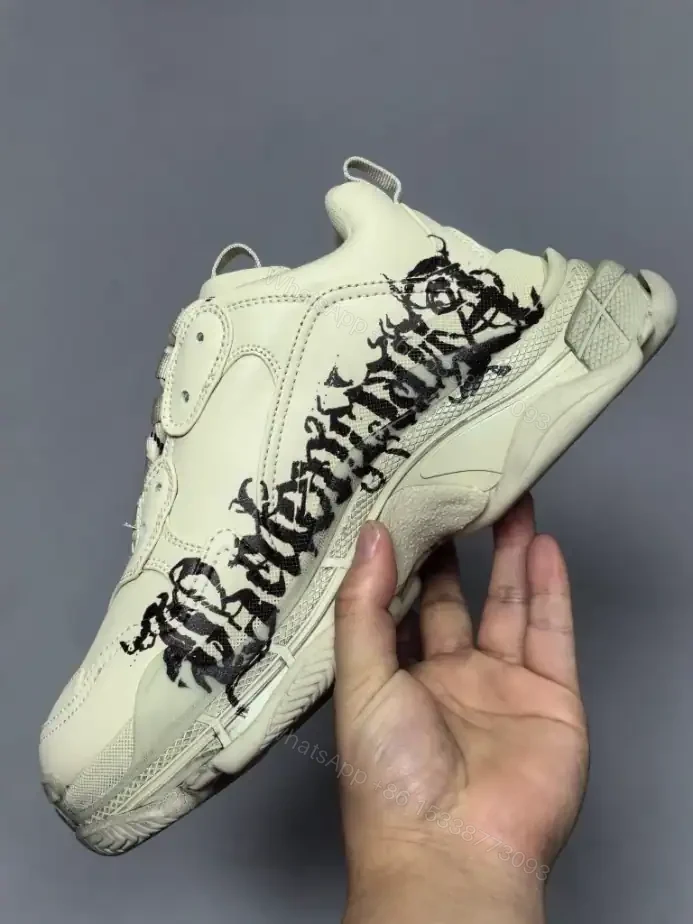 View 8 of BALENCIAGA TRIPLE S SNEAKER IN WHITE, RED AND BLACK DIY METAL ARTWORK PRINTED COWSKIN – BB269