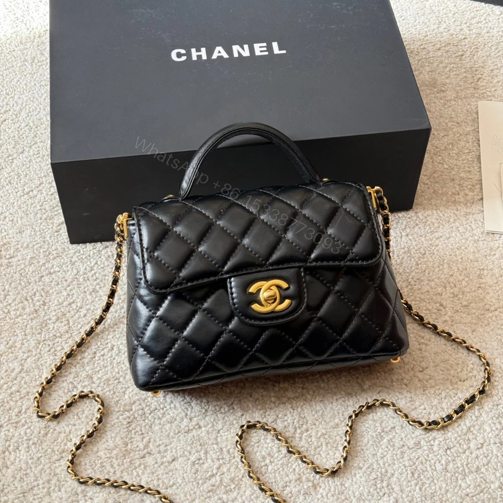 View 3 of Chanel Mini Flap Top Handle Bag And Gold Metal Black 20Cm AS5355 B19386 94305