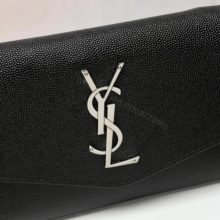 View 3 of Structured Black Leather Clutch with Chain Strap â€“ Day to Night
