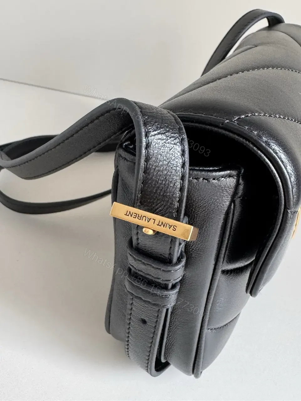 View 6 of Quilted Crossbody Bag in Gold Hardware, Luxe Style, Compact