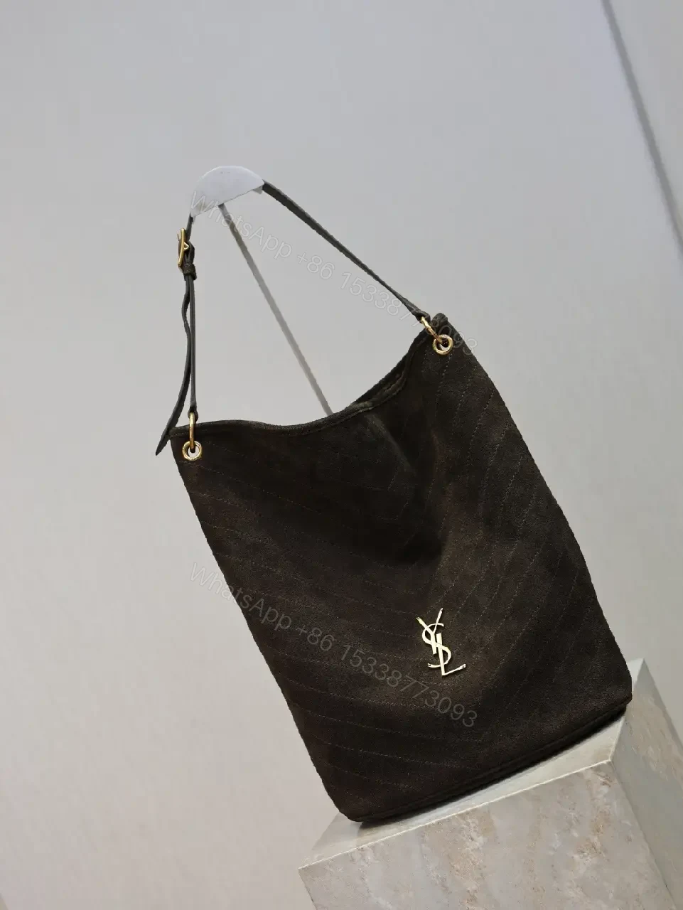 View 4 of Dark Quilted Tote: Premium Leather-Like, Signature Hardware Tote