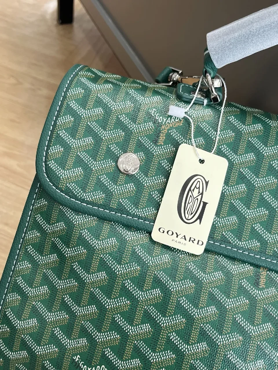 View 8 of Green Monogram Structured Satchel: Premium Everyday Carrier
