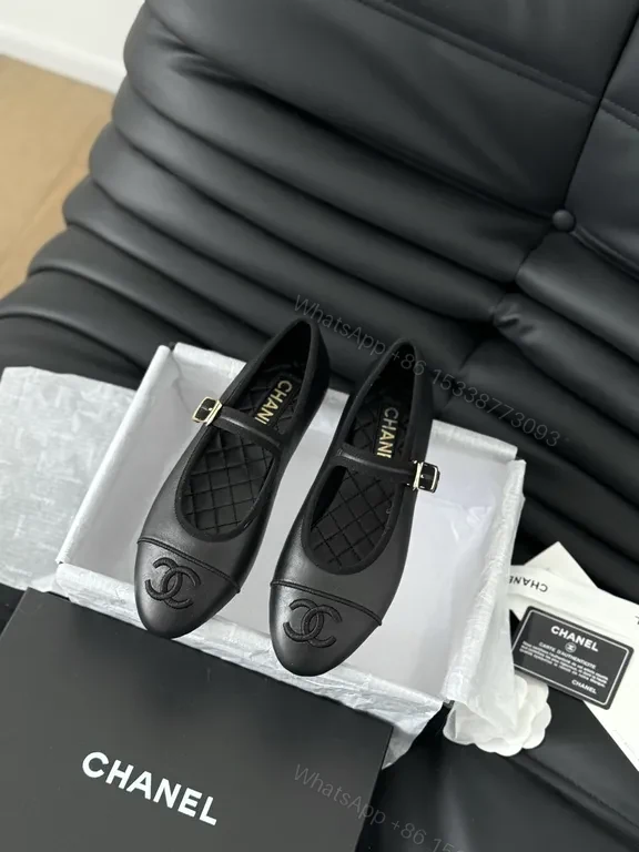 Chanel-Inspired Black Leather Mary Janes: Luxe Comfort Flats — view 1