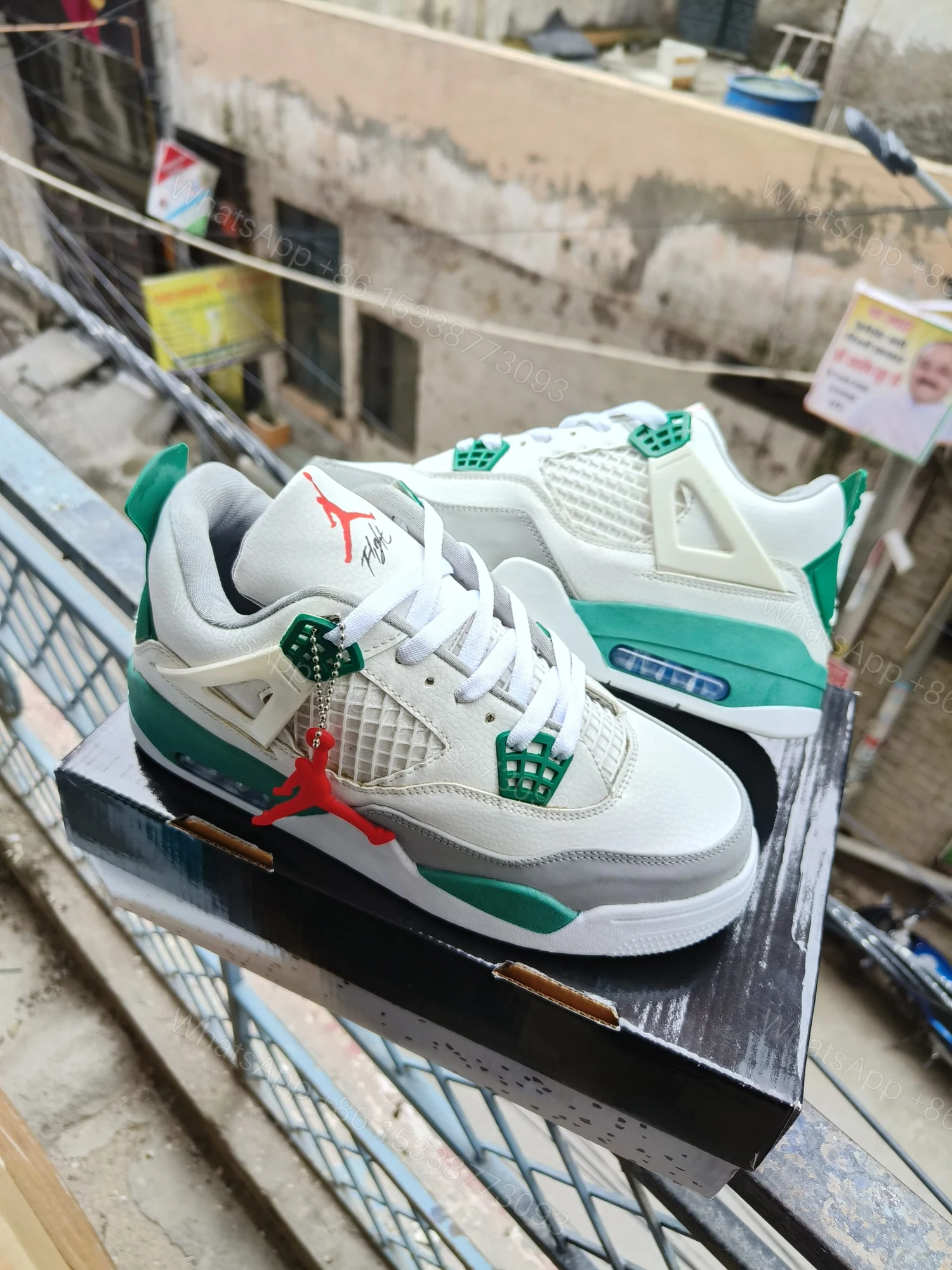 View 3 of BUY FIRST COPY NIKE JORDAN 4 PINE GREEN SNEAKERS