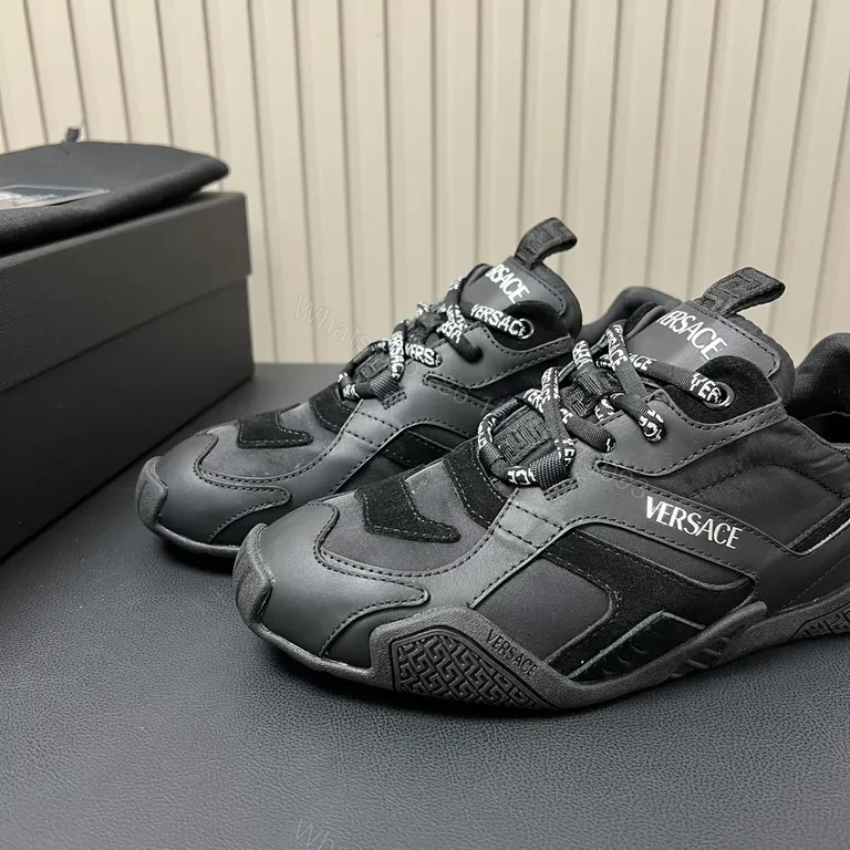 View 8 of Black Versace-Inspired Luxe Sneaker: Subtle Branding, All-Day Comfort