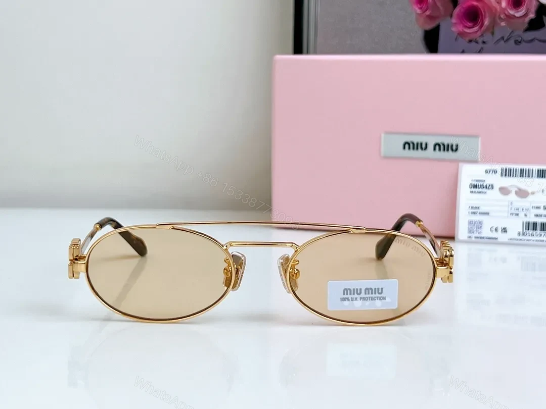View 9 of Gold-Tone Round Sunglasses with Logo Detailing, Signature Glam, Luxury Everyday