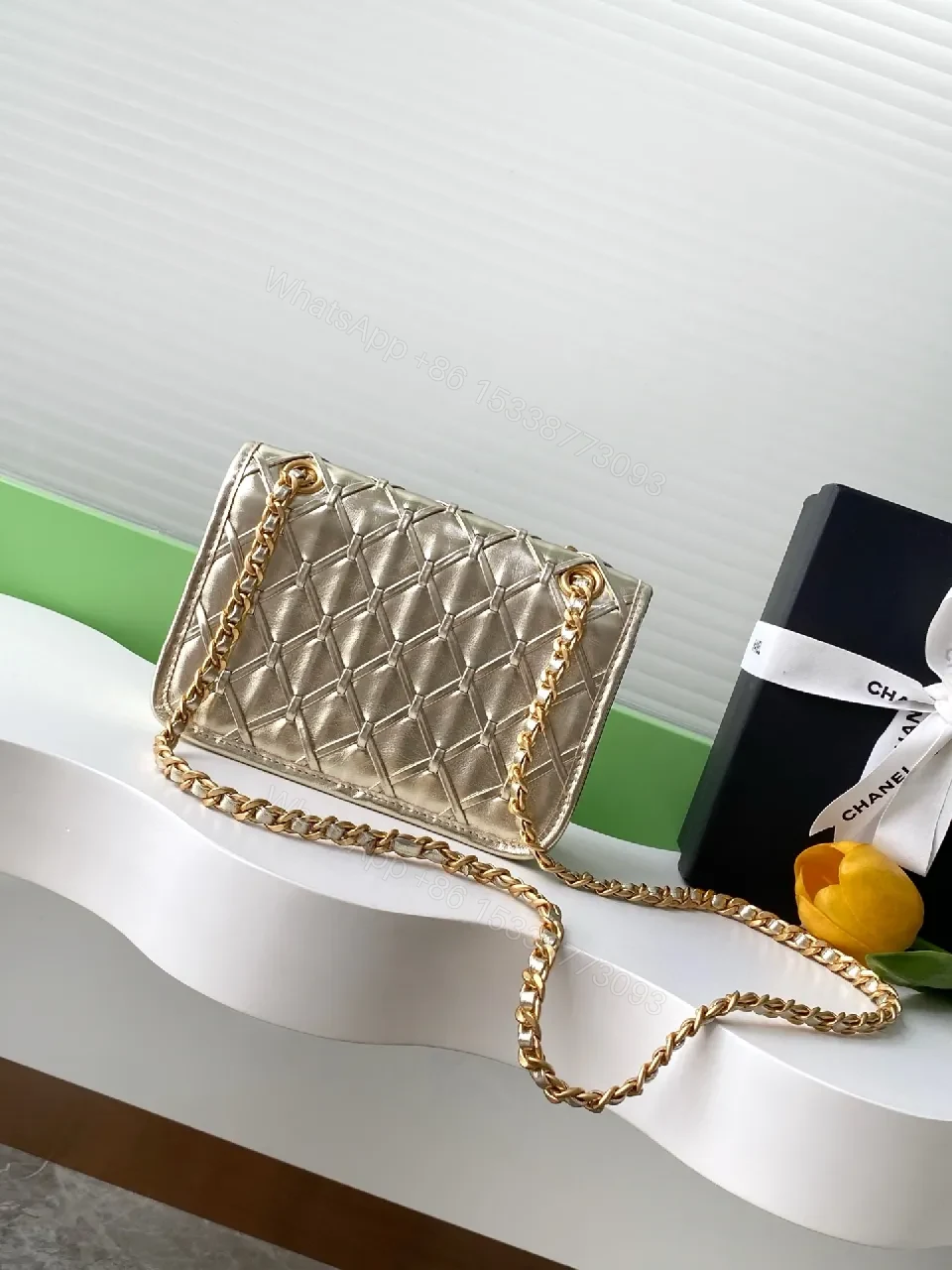 View 6 of Metallic Quilted Chain Bag: Compact Glamour, Weekend-Ready