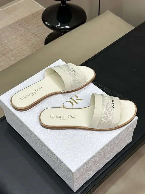 View 2 of Ivory Premium Monogram Slides â€“ Luxury Casual Sandals