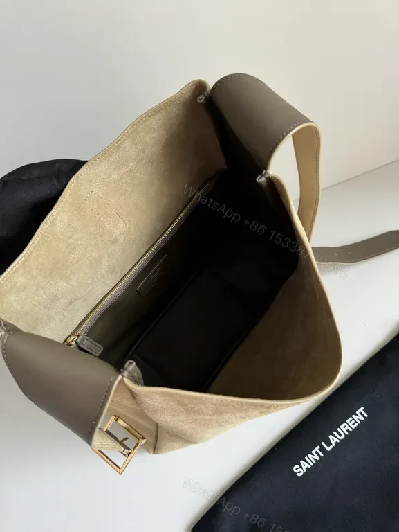 View 9 of Soft Beige Suede Tote: Structured Luxury Everyday Bag