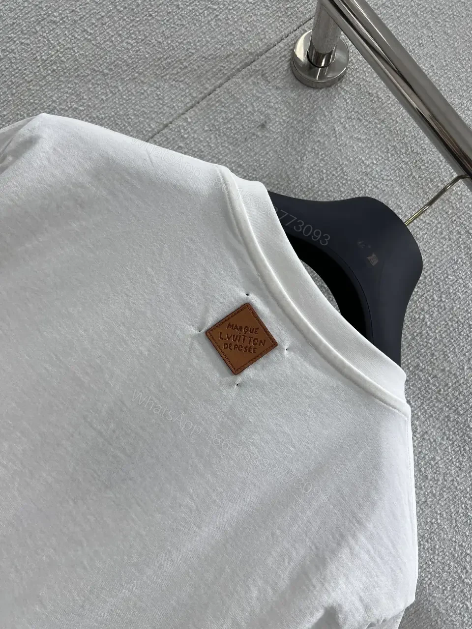 View 7 of White Cotton T-Shirt with LVM Embroidery, Polo-Feel Comfort
