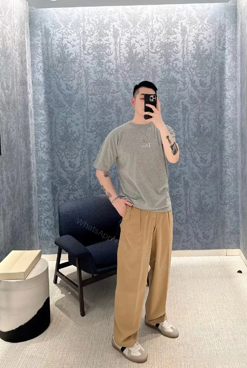 View 2 of Gray Cotton Oversized Dior Logo T-Shirt