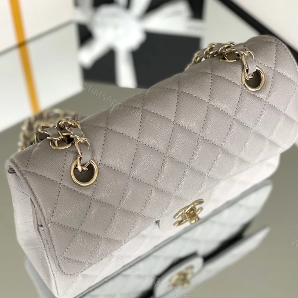 View 3 of Chanel Classic Handbag Grey With Gold Hardware 26cm A01112