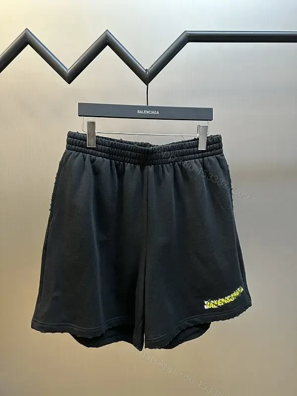 Breathable Black Knit Shorts: Street Luxury Comfort — view 1