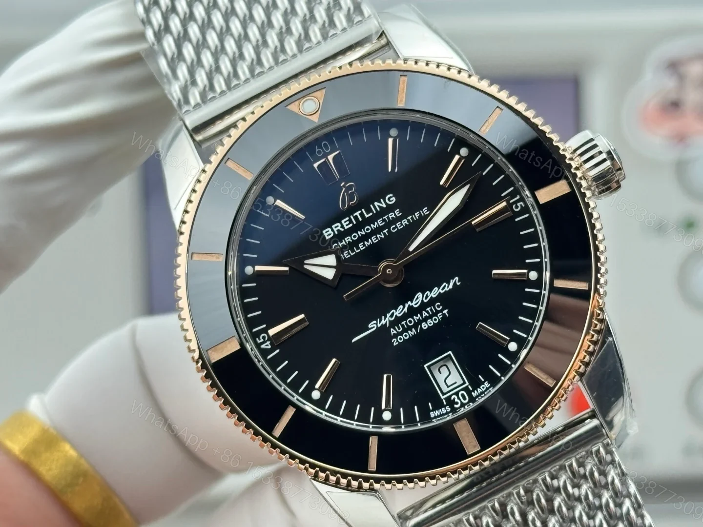 View 4 of Breitling Superocean Heritage II B20 Automatic 42 Stainless Steel Red Gold Black Dial Bracelet UB2010121B1A1