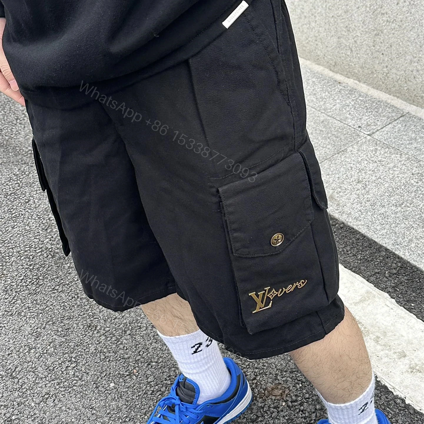 View 12 of 高仿LV*SS24系列1AFR0063金標LOGO工裝褲黑色
