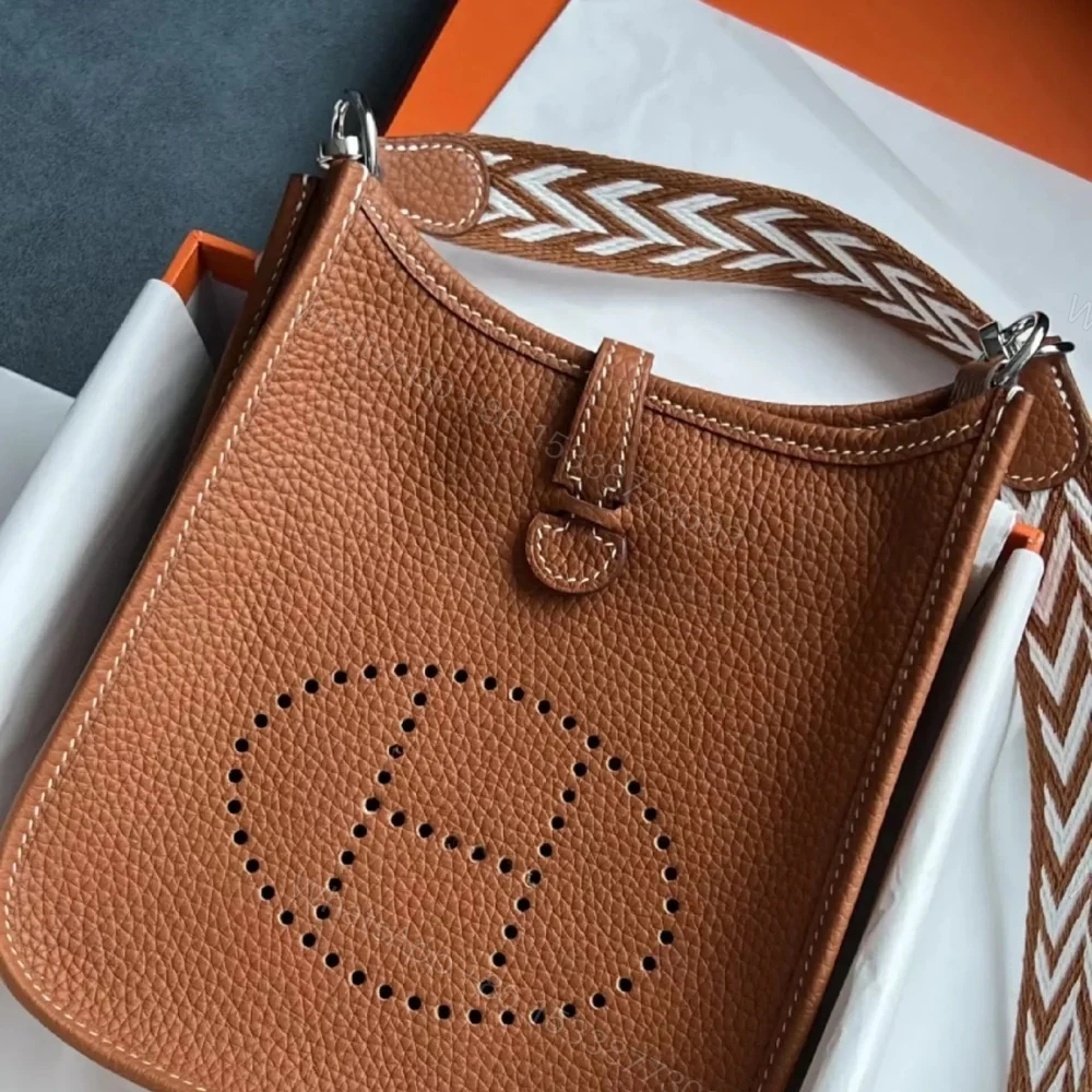 View 2 of Hermes Mini Evelyne Bag Dark Brown 17cm