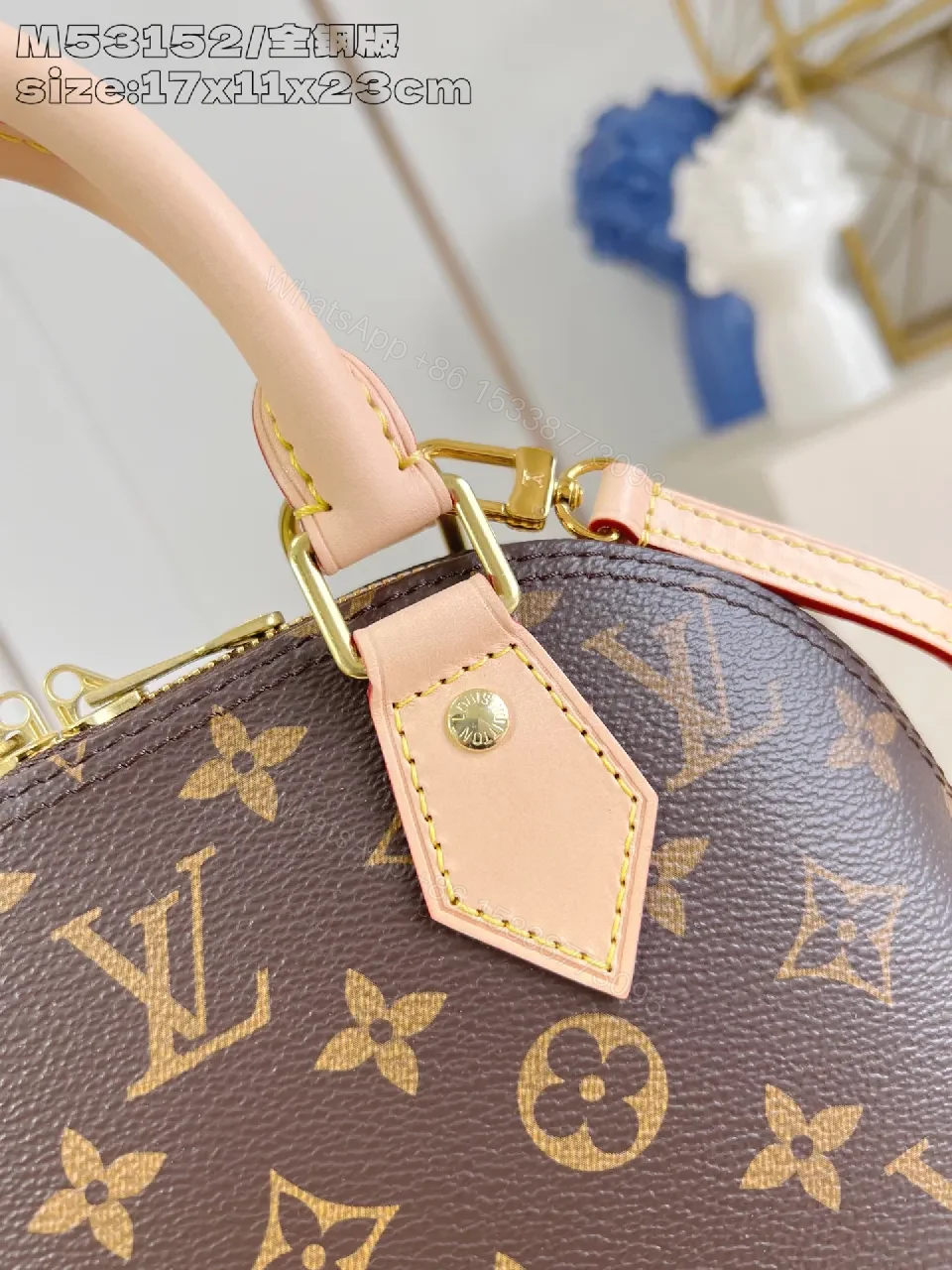 View 2 of Apricot Trim Monogram Satchel: Structured Luxury Bag