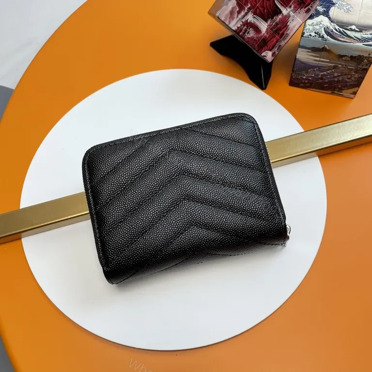 View 3 of Quilted Luxe Wallet with YSL Emblem - Compact Elegance