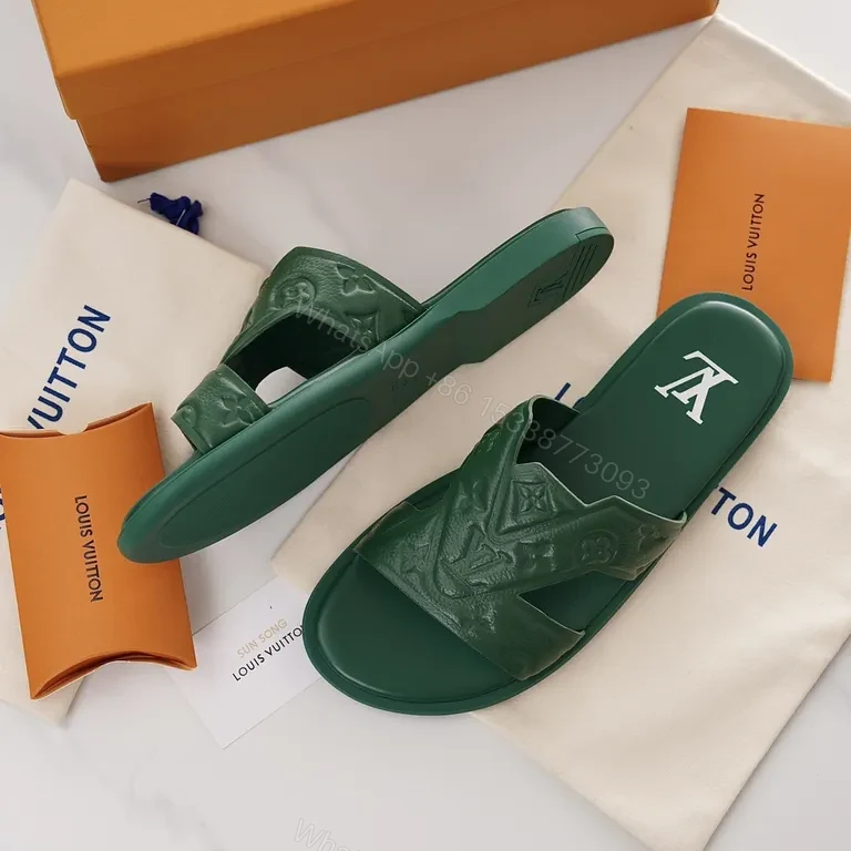 View 6 of Emerald Luxe Embossed Slides â€“ Urban Comfort Footwear