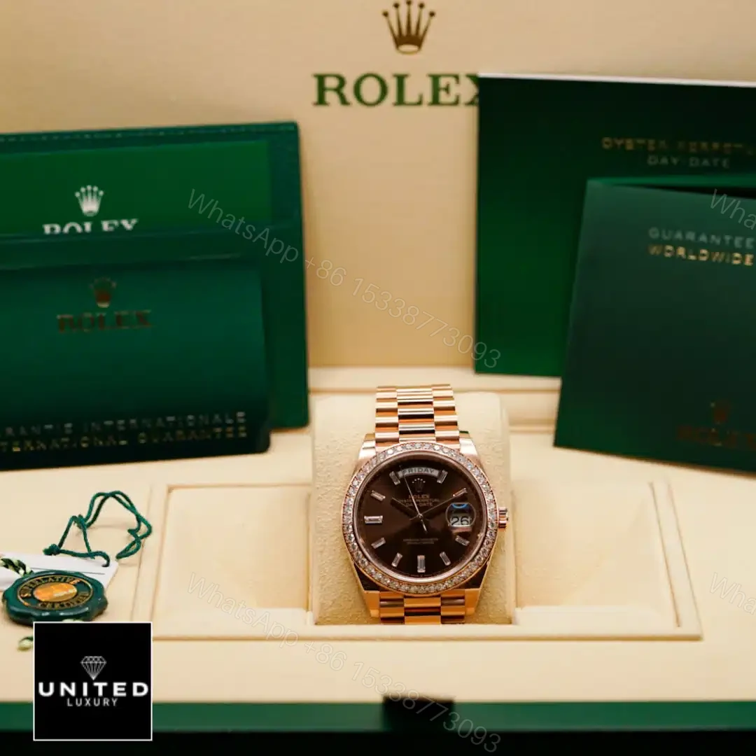 View 6 of Rolex Day-Date 228345RBR Chocolate Dial Diamond Bezel Replica